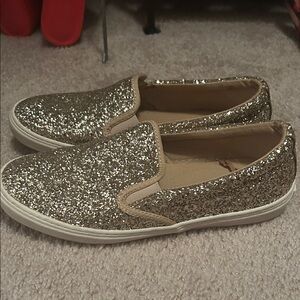 Old Navy Gold Glitter Slip-On Sneakers